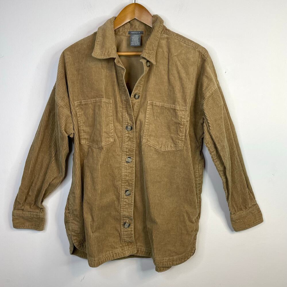 Matty M Cotton Blend Corduroy Shirt Jacket Shacket Brown Tan Gorpcore womens XL